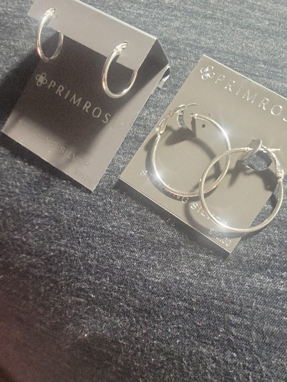 2 Pairs Sterling Silver Hoop Earrings - Primrose . 925